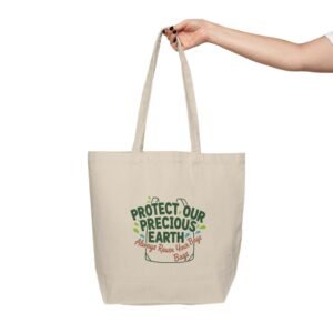 Eco-Friendly Canvas Tote — “Protect Our Precious Earth” Reusable Shopping Bag
